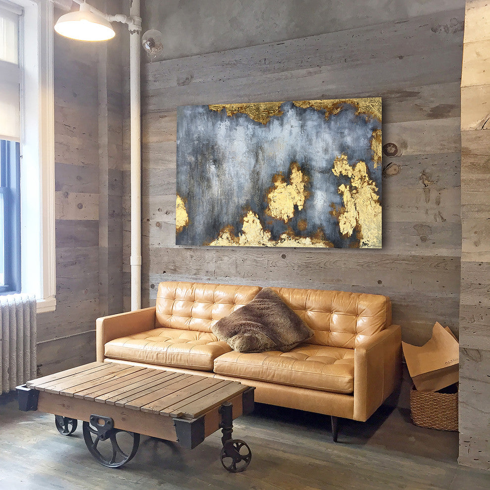 "Abstract Reflecting Lights " Hand Painted Canvas Art - Wrapped Canvas Painting