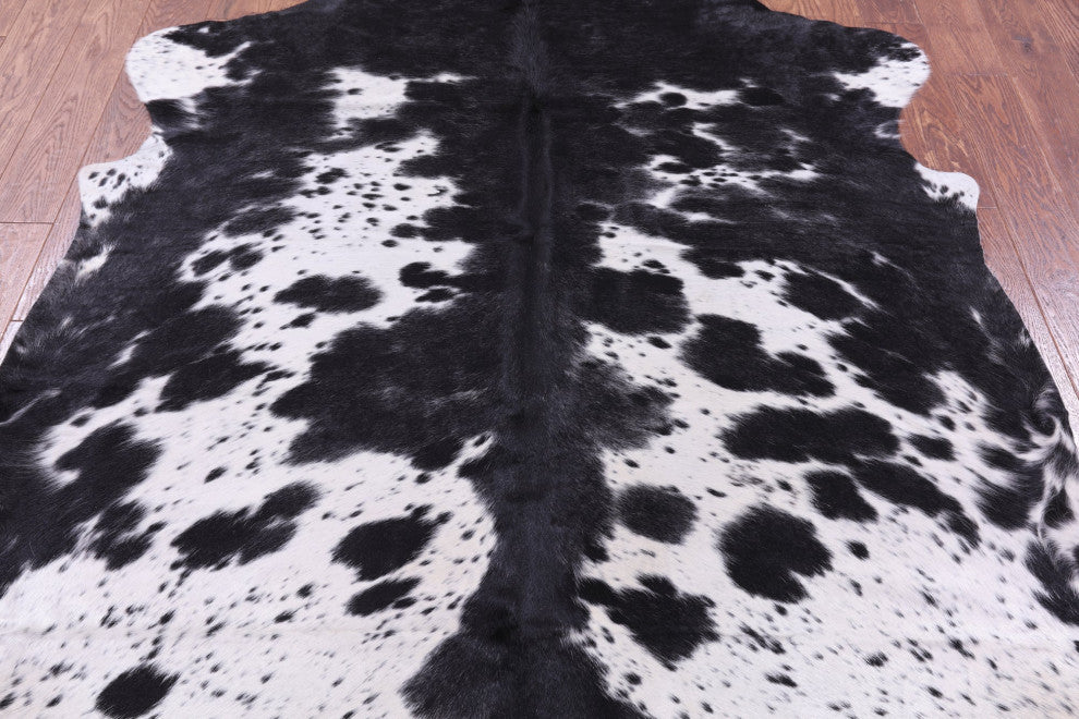 Black and White Natural Cowhide Rug 6' 9" X 6' 9" C2216