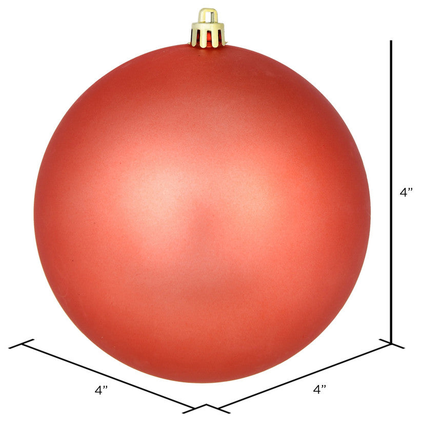 Vickerman 4" Coral Matte Ball Ornament, 6 per Bag