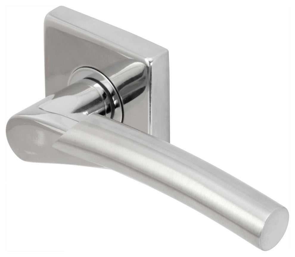 Phoenix Lever, Tubular Privacy, Split Finish Polished/Satin Stainless Steel
