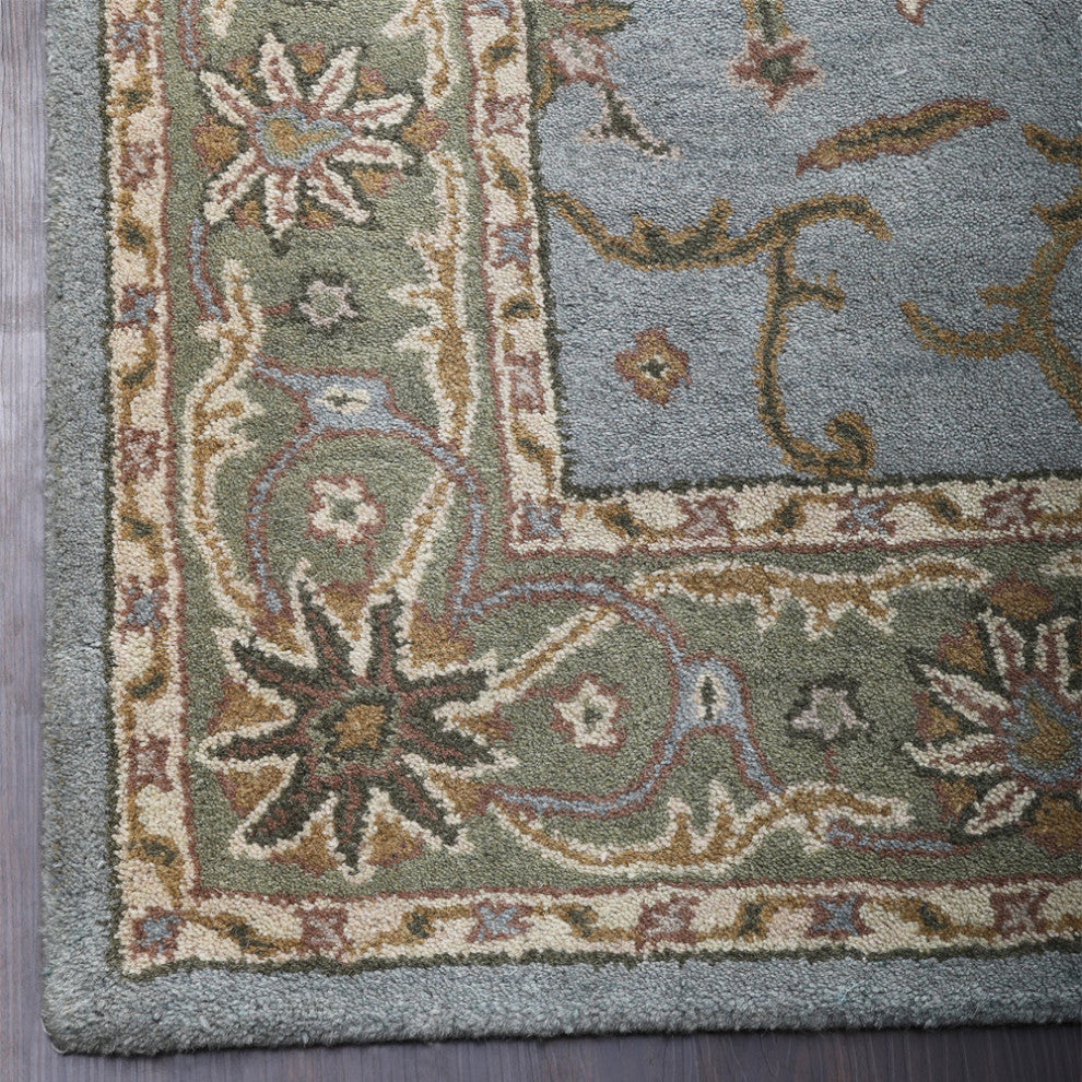 HAND TUFTED WOOL ECO-FRIENDLY AREA RUGS, Blue Green Color, Oriental Design