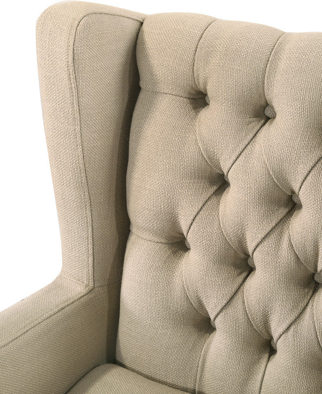 Irwin Linen Button Tufted Wingback Chair, Beige