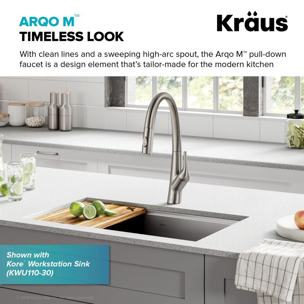 Arqo M 2-Function Pull-Down 1-Handle 1-Hole Kitchen Faucet, Spot Free Stainless