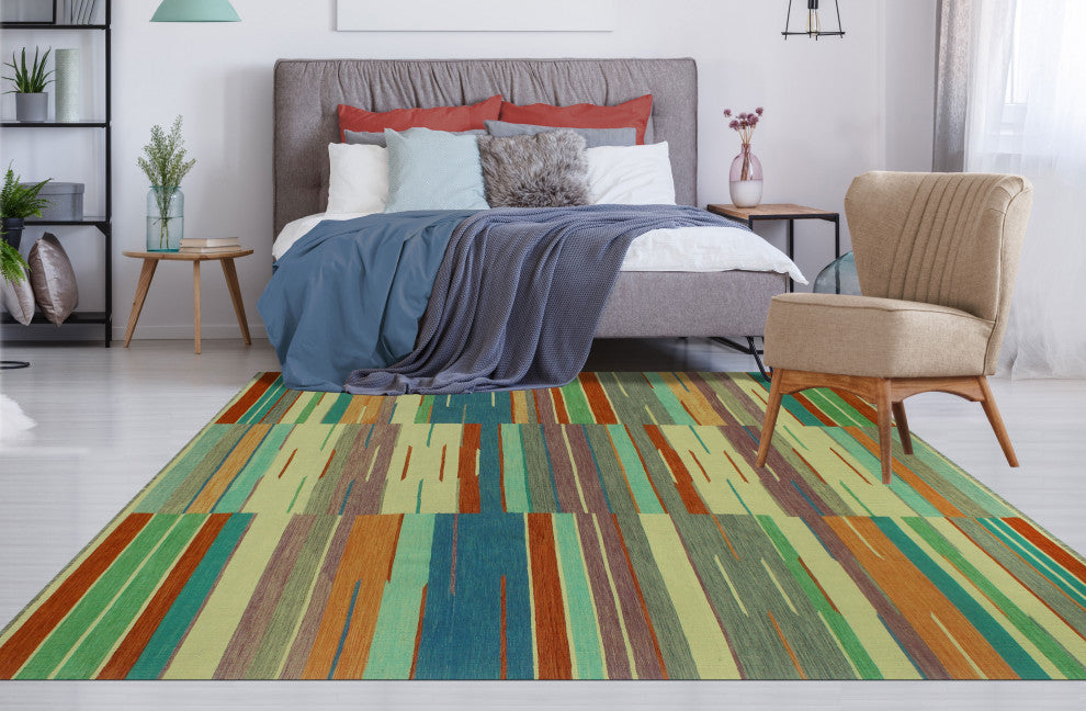 Winchester Kilim CaLa Blue/Burgundy Rug, 8'3x11'7
