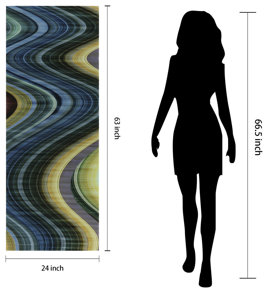 "Rumba 2" Abstract Wall Art on Frameless Free Floating Tempered Glass 63x24