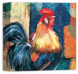 Vibrant Colorful Rooster 12x12 Canvas Wall Art