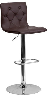 Estella Abby Mid-Back Tufted Brown Vinyl Adjustable Barstool, Swivel