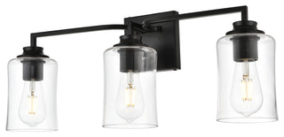 3 Light Black And Clear Bath Sconce