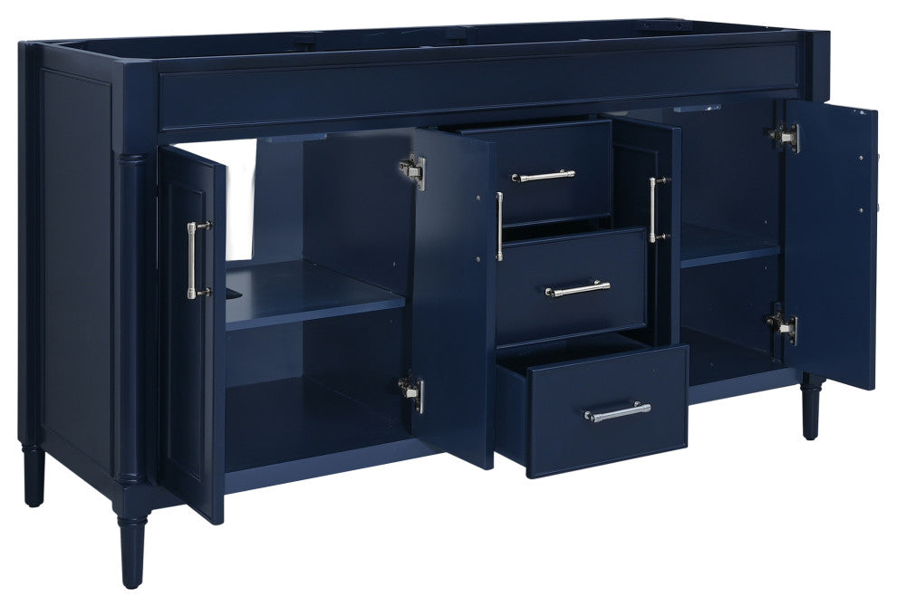 Avanity Bristol 60" Vanity Combo in Navy Blue and Carrara White Marble Top