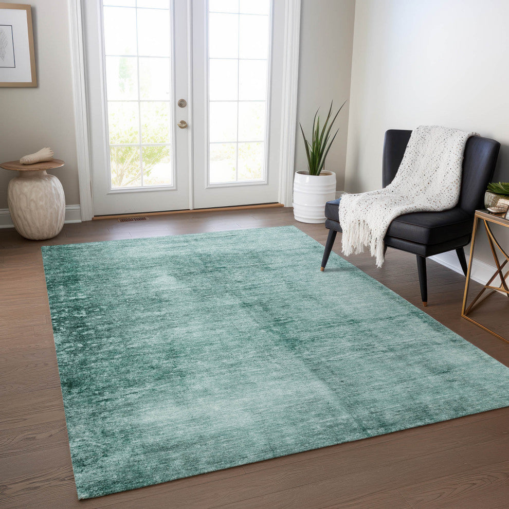 Machine Washable Indoor/Outdoor Chantille ACN1884 Teal 10' x 14' Rug