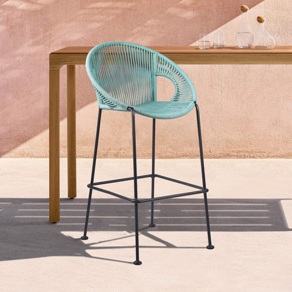 Acapulco 30 Indoor Outdoor Steel Bar Stool with Wasabi Rope