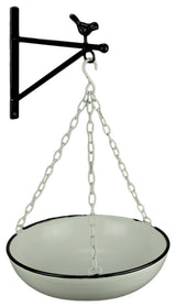 Black and White Enamel Metal Wall Mounted Bowl and Bracket