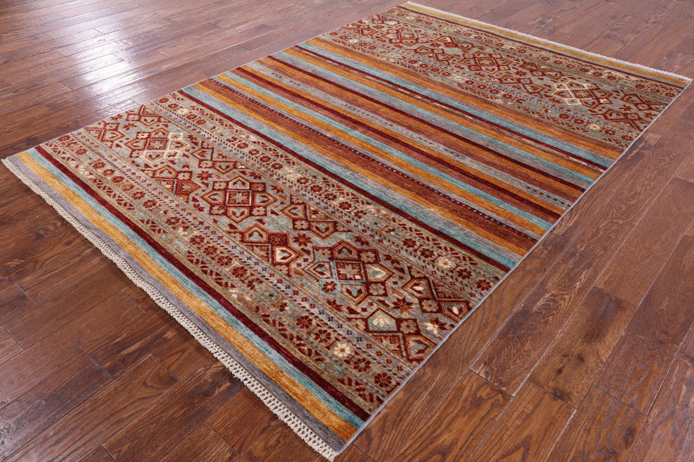 5' 7" X 8' 2" Super Kazak Khorjin Handmade Rug Q7545