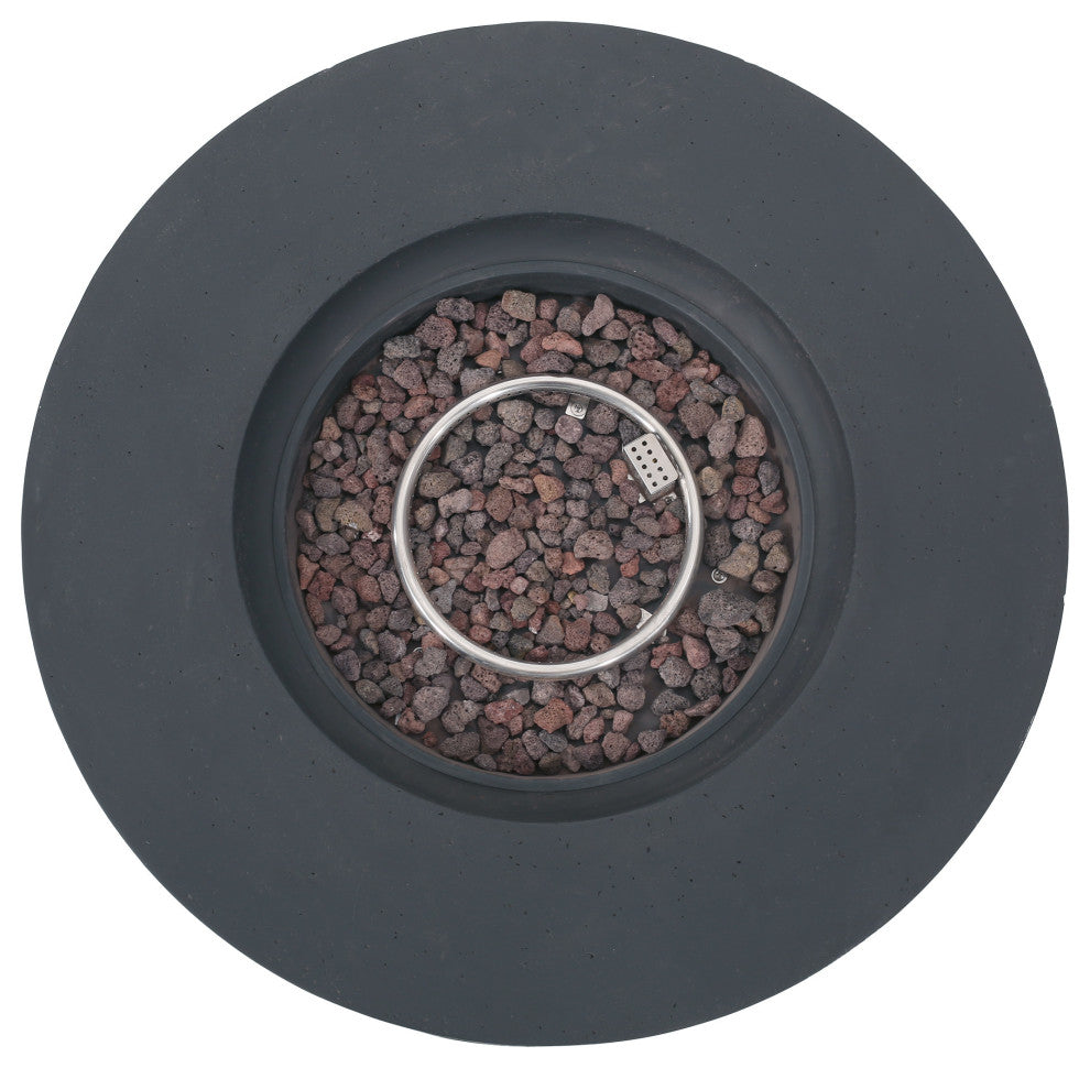 GDF Studio Hearth Circular 50K BTU Outdoor Gas Fire Pit Table With Tank Holder, Dark Gray