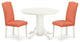 3Pc Round 42" Dinette Table, Pair Of Chair, Pu Leather Color Pink Flamingo