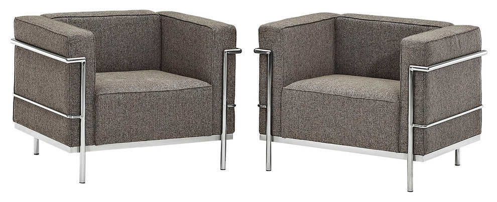Modern Contemporary Living Room Armchair, Oatmeal, Set of 2