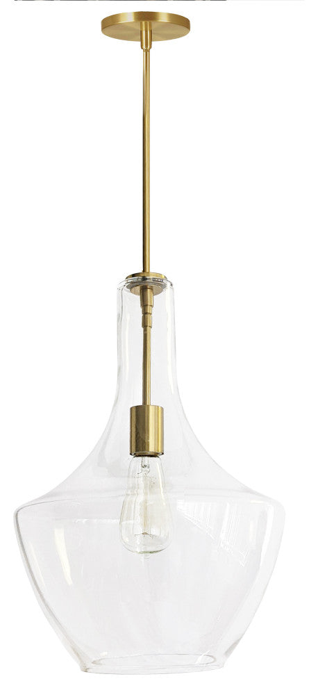 Clear Contemporary Pendant With Aged Brass Metal