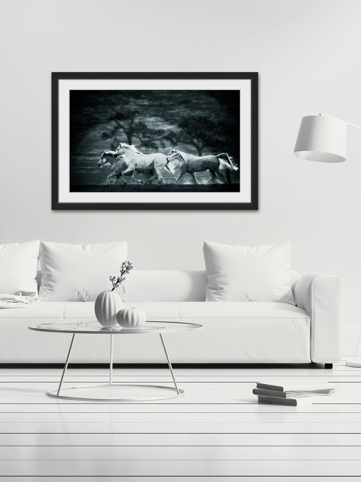 "Blue Arabians" Framed Painting Print, 18x12