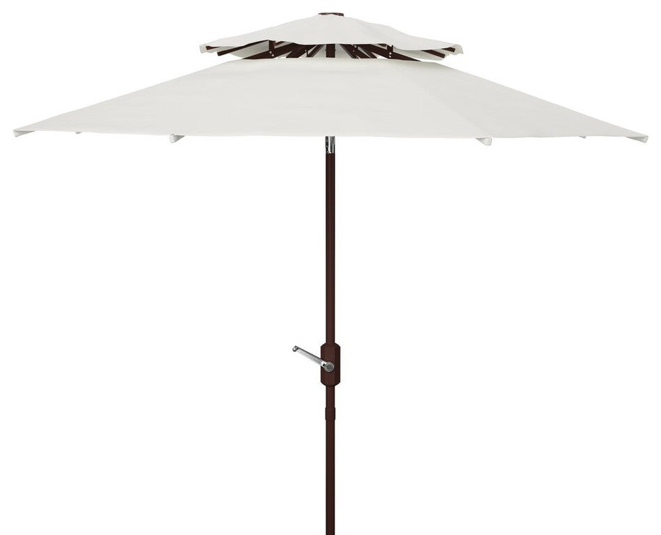 Safavieh Outdoor Lorenia 9ft Double Top Market Umbrella White