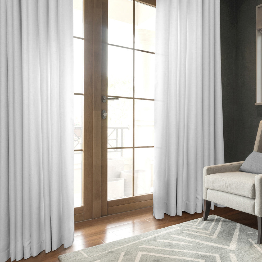 Italian Faux Linen Curtain Single Panel, Dove White, 50"x108"