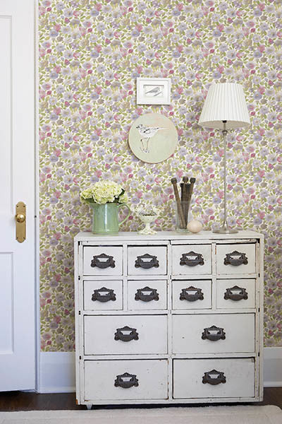 Floral Watercolor Wallpaper, Purple, Bolt