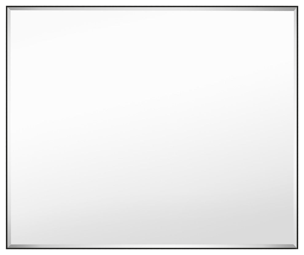 Rectangle Aluminum Framed Wall Mounted Mirror With Beveled Edge, Black, 30"x36"