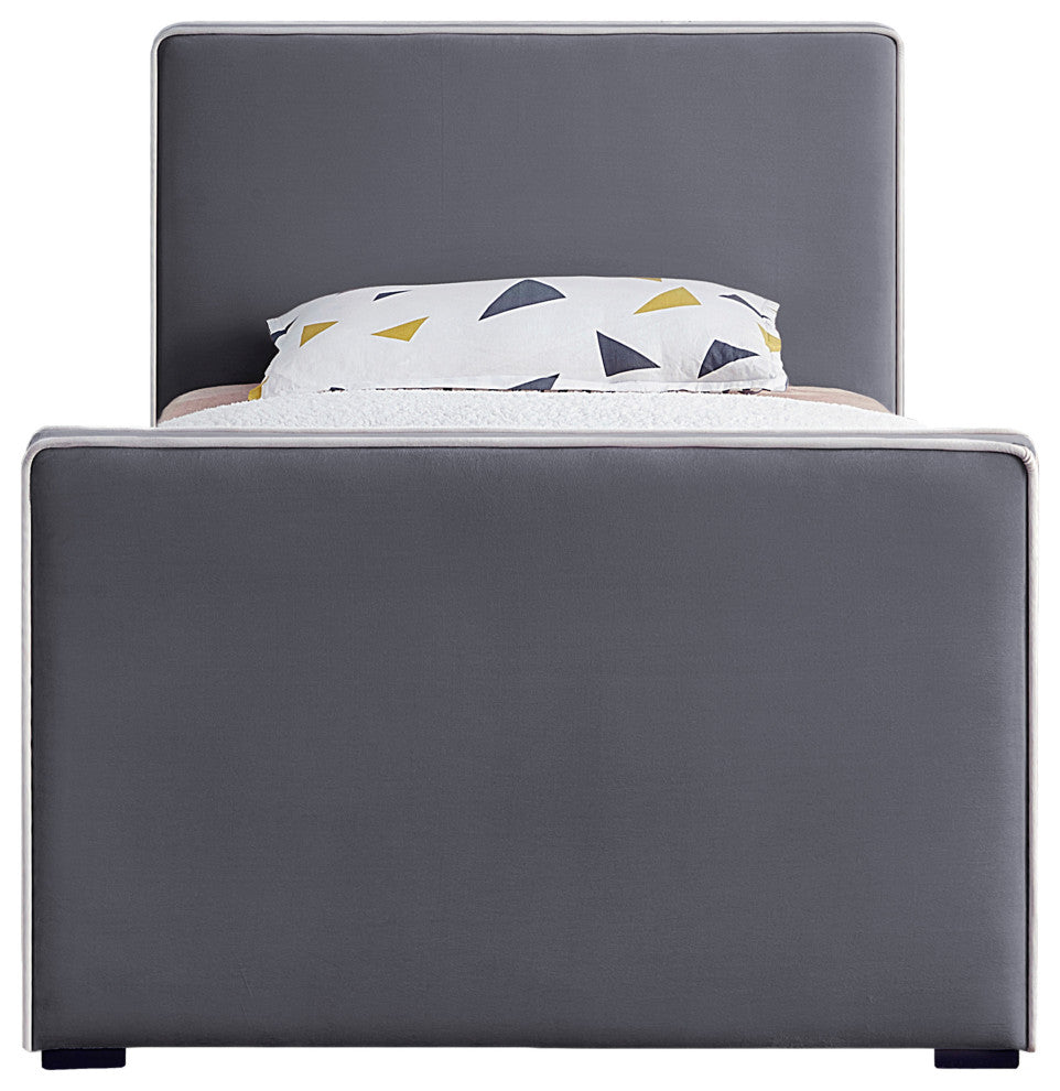 Dillard Velvet Upholstered Bed, Gray, Twin