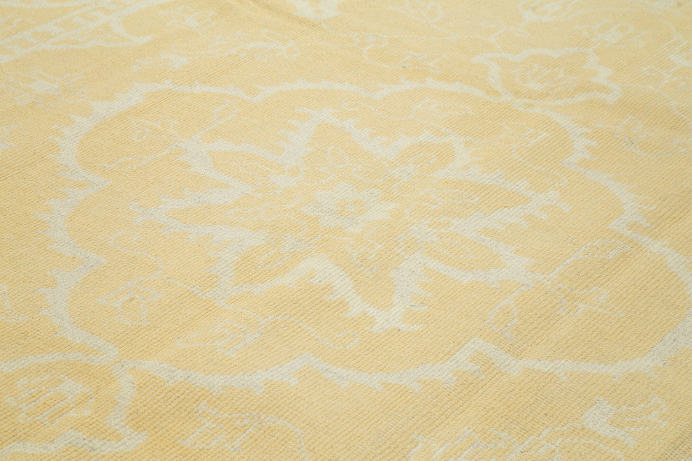 Rug N Carpet - Handmade Oriental 9' 1" x 12' 0" One-of-a-Kind Yellow Oushak Rug