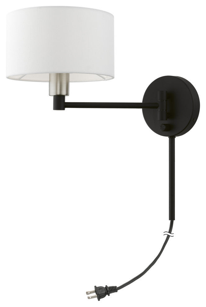 Swing Arm Wall Lamps 1 Light Black, Brushed Nickel Accent Swing Arm Wall Lamp
