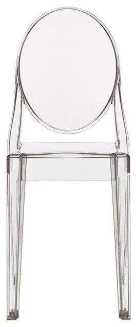 Designer Stackable Transparent Side Chair No Arms Dining Chairs Solid Back, Clear