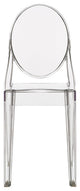 Designer Stackable Transparent Side Chair No Arms Dining Chairs Solid Back, Clear