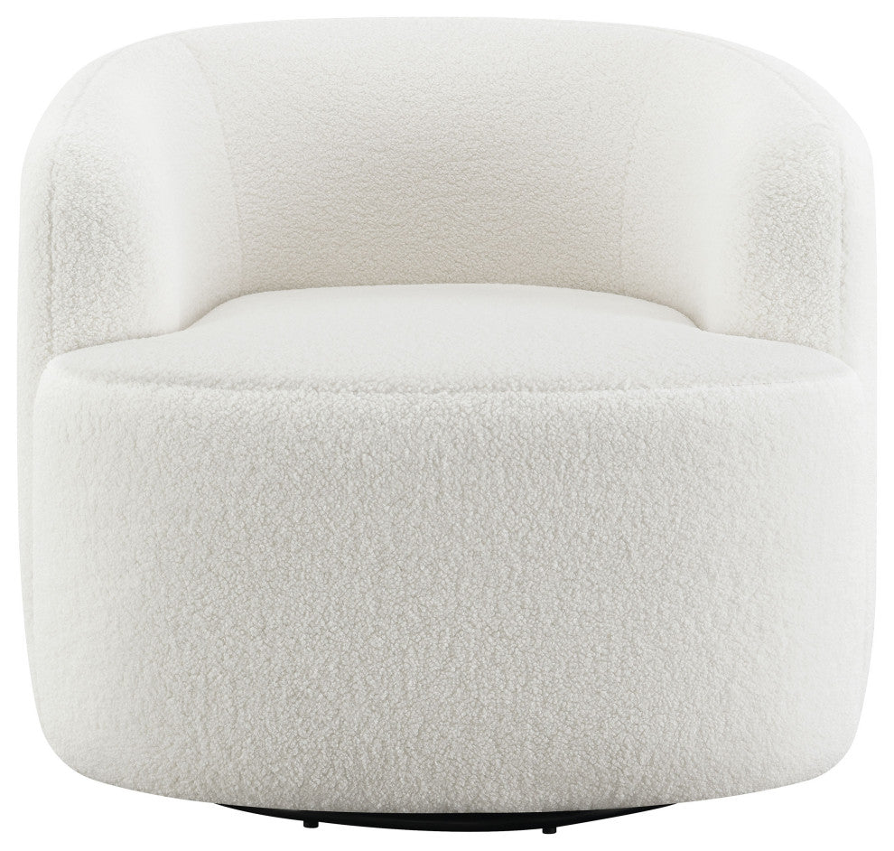 Hudson Faux Sheepskin Upholstered Swivel Chair Natural