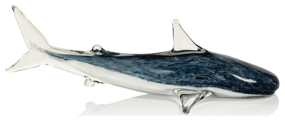 Decorative Glass Wildlife Blue Shark Figurine, Large