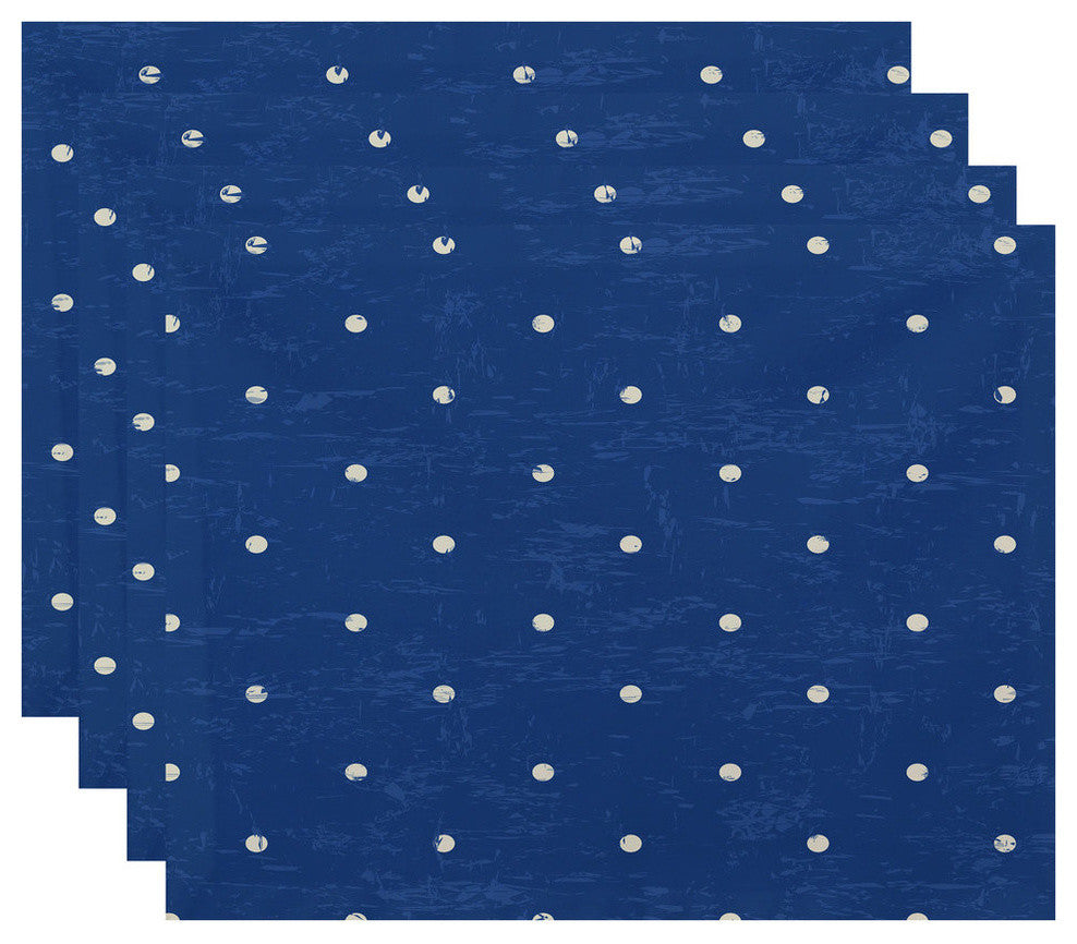 18"x14" Dorothy Dot, Geometric Print Pacemat, Blue, Set of 4