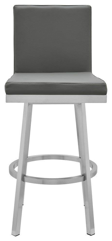 Rochester Swivel Metal and Gray Faux Leather Bar and Counter Stool