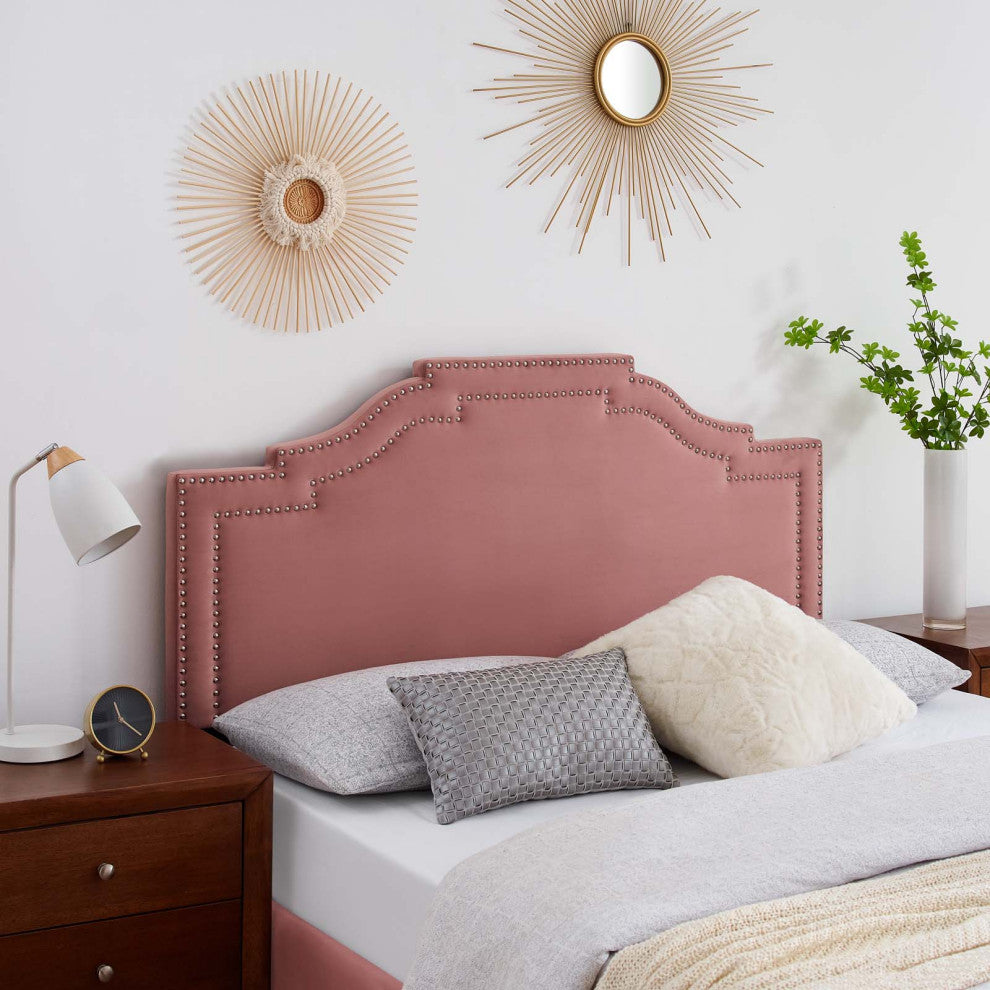Headboard, Twin Size, Velvet, Pink, Modern Contemporary, Bedroom Master Suite