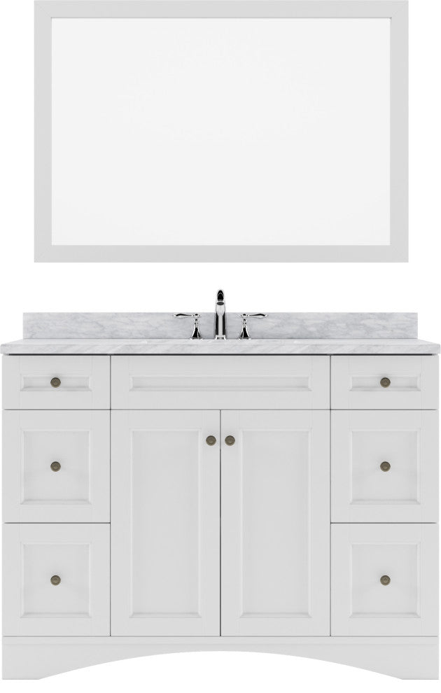 Elise 48" Single Bathroom Vanity, White with Marble Top and Round Sink