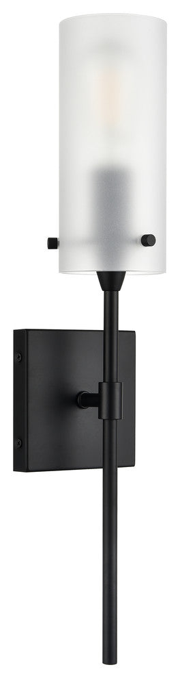 Effimero 1-Light Wall Vanity Corridor Sconce, Black With Frosted Glass