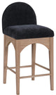 Waldorf Chenille Upholstered Stool, Black, Chenille, Natural Finish, Black, Chenille Fabric, Natural Finish