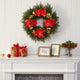 24" Cedar, Amaryllis and Metallic Eucalyptus Artificial Wreath
