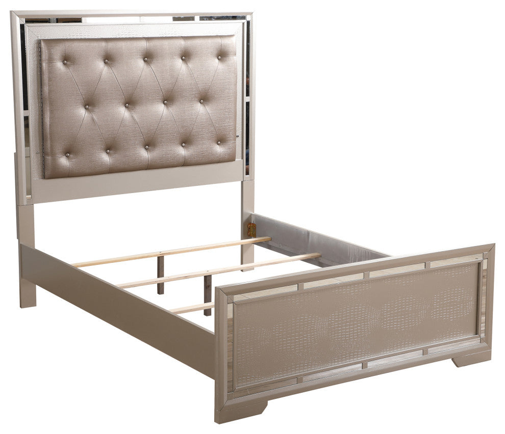 Alana Silver Champagne Queen Panel Bed