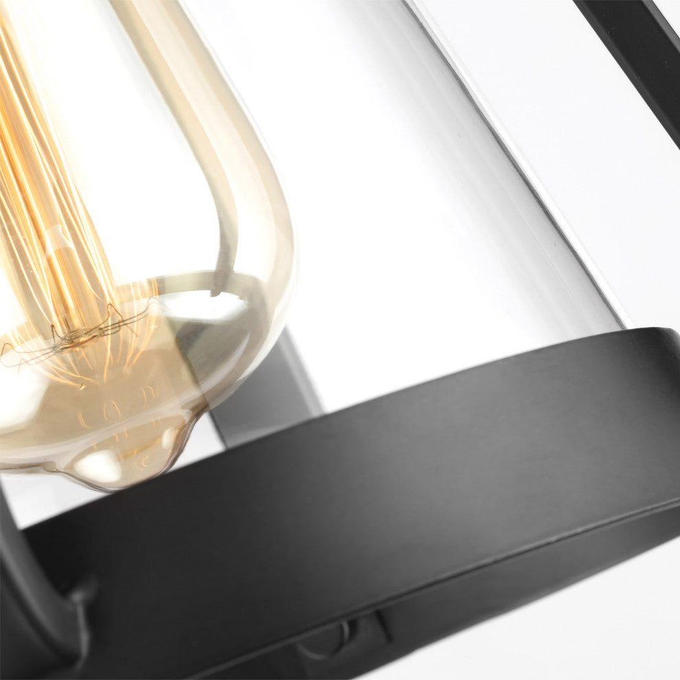 Everett 1-Light Small Wall Sconce, Matte Black With Clear Glass
