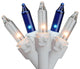 Set of 50 Blue & Clear Mini Christmas Lights 2.5" Spacing - White Wire