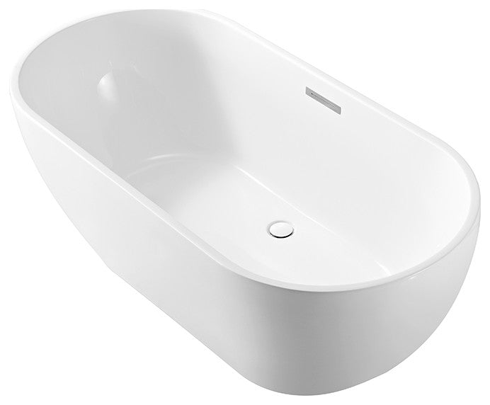 Mokleba 65 In.Acrylic Freestanding Bathtub,Contemporary Soaking Tub,White