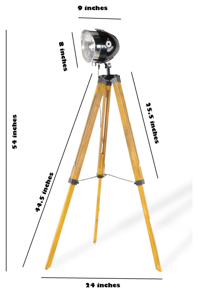 35" Distressed Tripod Floor Lamp With Cone