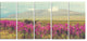 Purple Flowers and Distant Mountains, Floral Canvas Art Print, 60"x28", 5 Panels