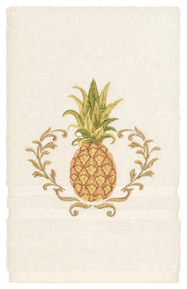 Linum Home Textiles Welcome Embellished, Cream, Hand Towel, 2-Piece Set