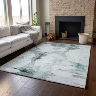 Premium Machine Washable Mayfield AMF710 Teal 9' x 12' Rug