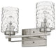 Silver Metal and Pebbled Glass Two Light Wall Sconce