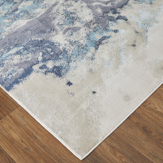 Oria Industrial Abstract Area Rug, Blue/Gray/Ivory, 5'x8'